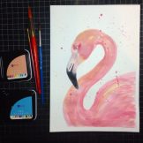 Flamingo Watercolour Challenge by Tania Scrapbook House